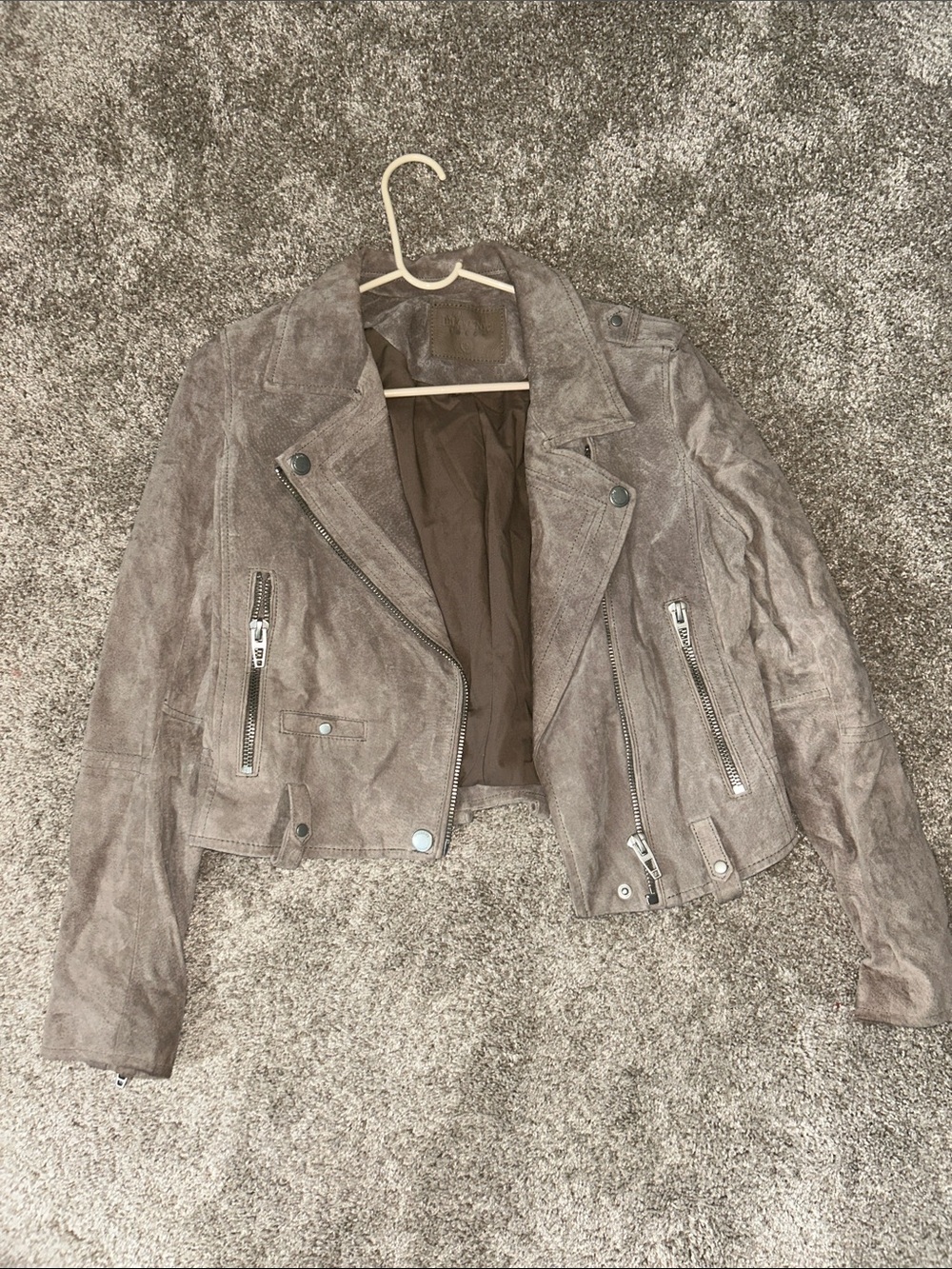 Blank NYC Taupe Suede Moto Jacket